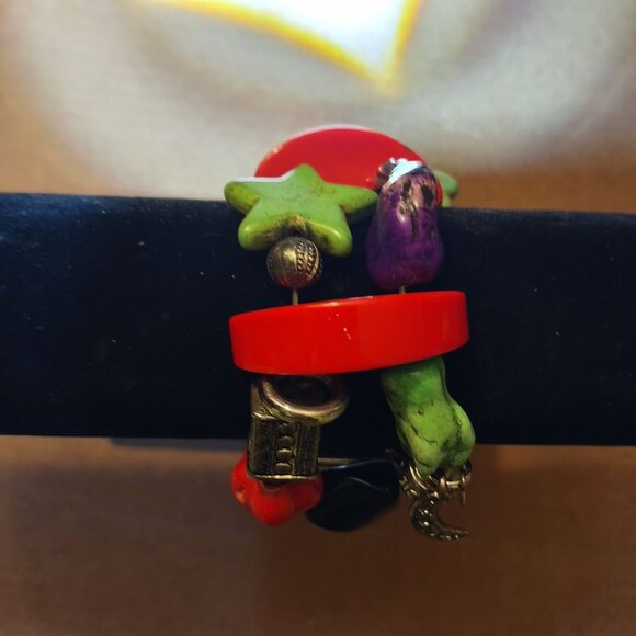 Handmade Narmi Square Polka Dot Watch With Colorful Beaded Stretch Bracelet - Picture 8 of 8